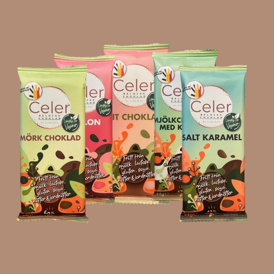 Belgisk Choklad av kokosmjölk i flera smaker